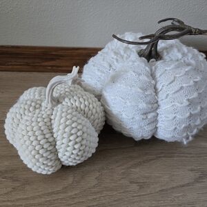 White Knit Decorative Pumpkins